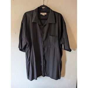 Crossings Men's XL Black Modal Rayon Textured Short Sleeve Button Up Shirt
